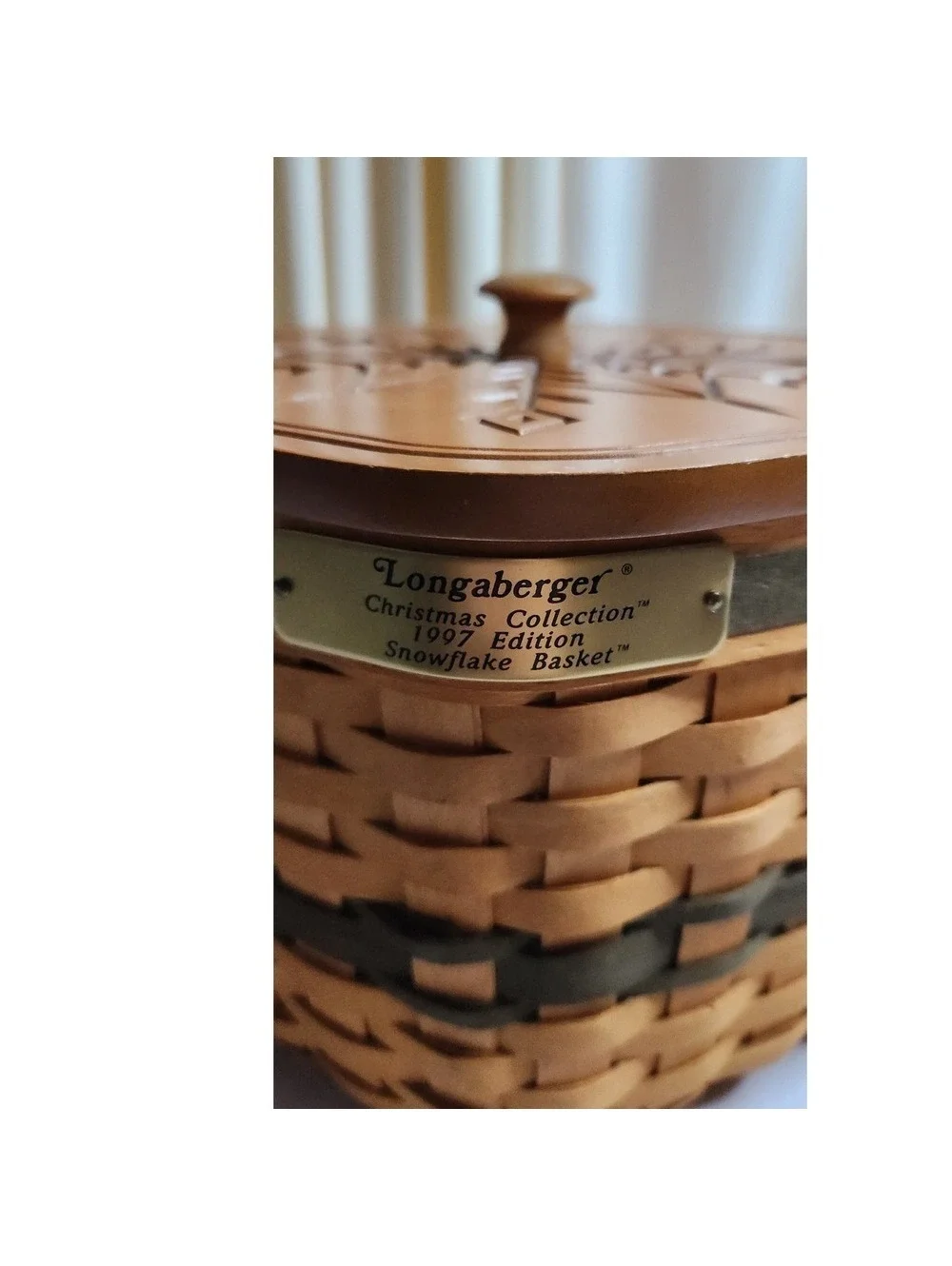 Longaberger 1997 Holiday Hostess Snowflake Basket Christmas Collection Lid Liner